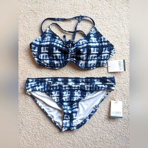 NWT Carve Designs Bikini Top And Bottom Navy Tie Die